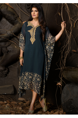 Blue Color Designer Georgette Kurti